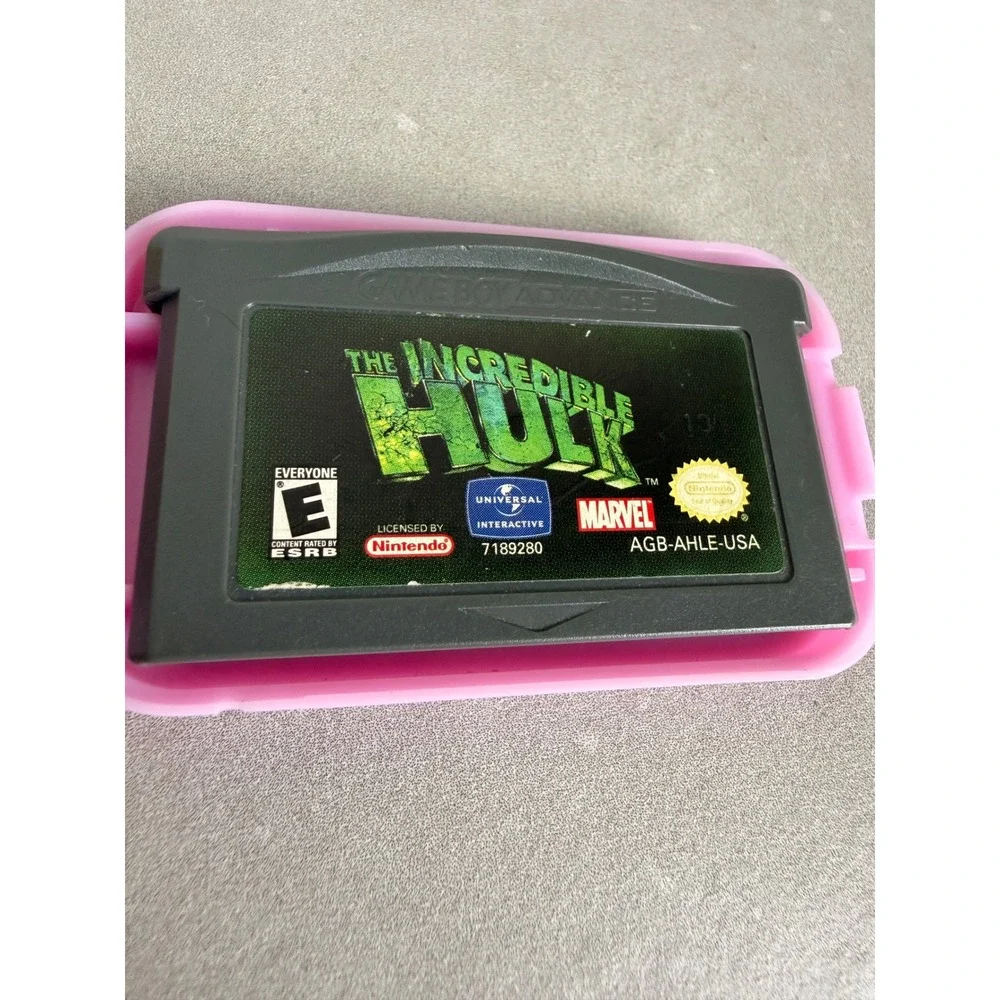 The Incredible Hulk GBA Nintendo Game Boy Advance  Marvel Action Game Pink‎ Case